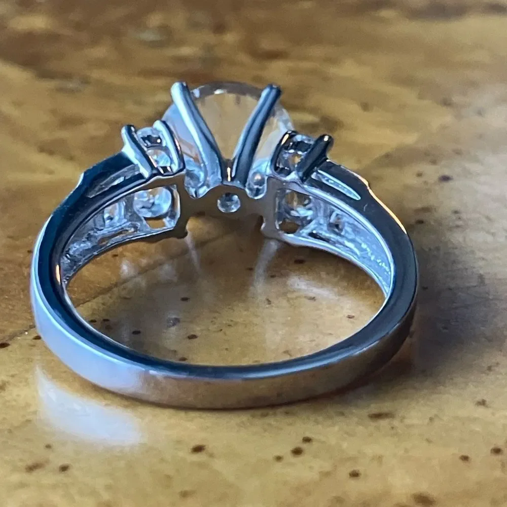 Yellow Labradorite White Topaz Sterling Silver Ring Size 8